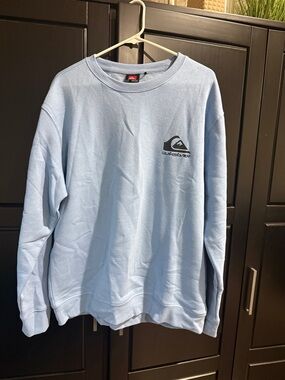 Quiksilver Soft Light Blue Logo Crewneck Sweatshirt